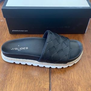 J Slides black leather Rollie slide 8.5